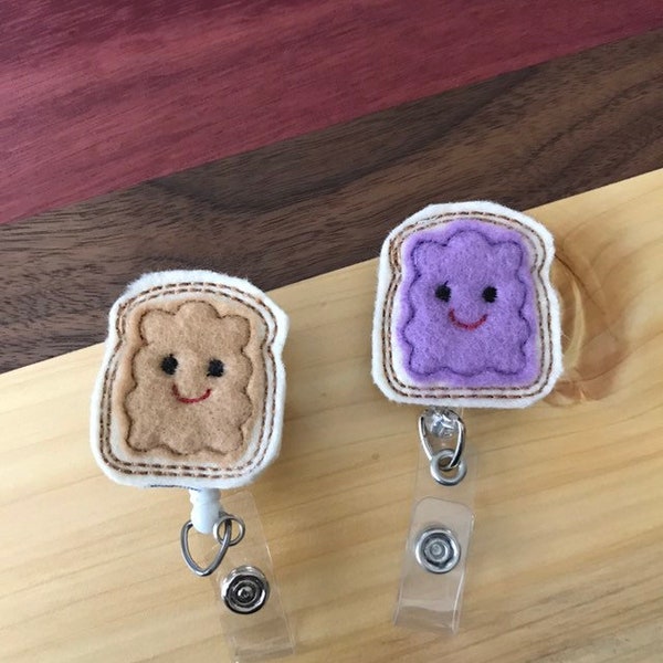 Peanut Butter and Jelly Badge Reel, Felt Badge Reel, Coworker Gift