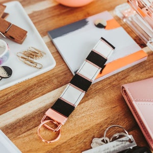 Rose Gold Keychain - Wristlet Keychain - Key Fob - Key Chain- Key Fob Wristlet - Fabric Keychain