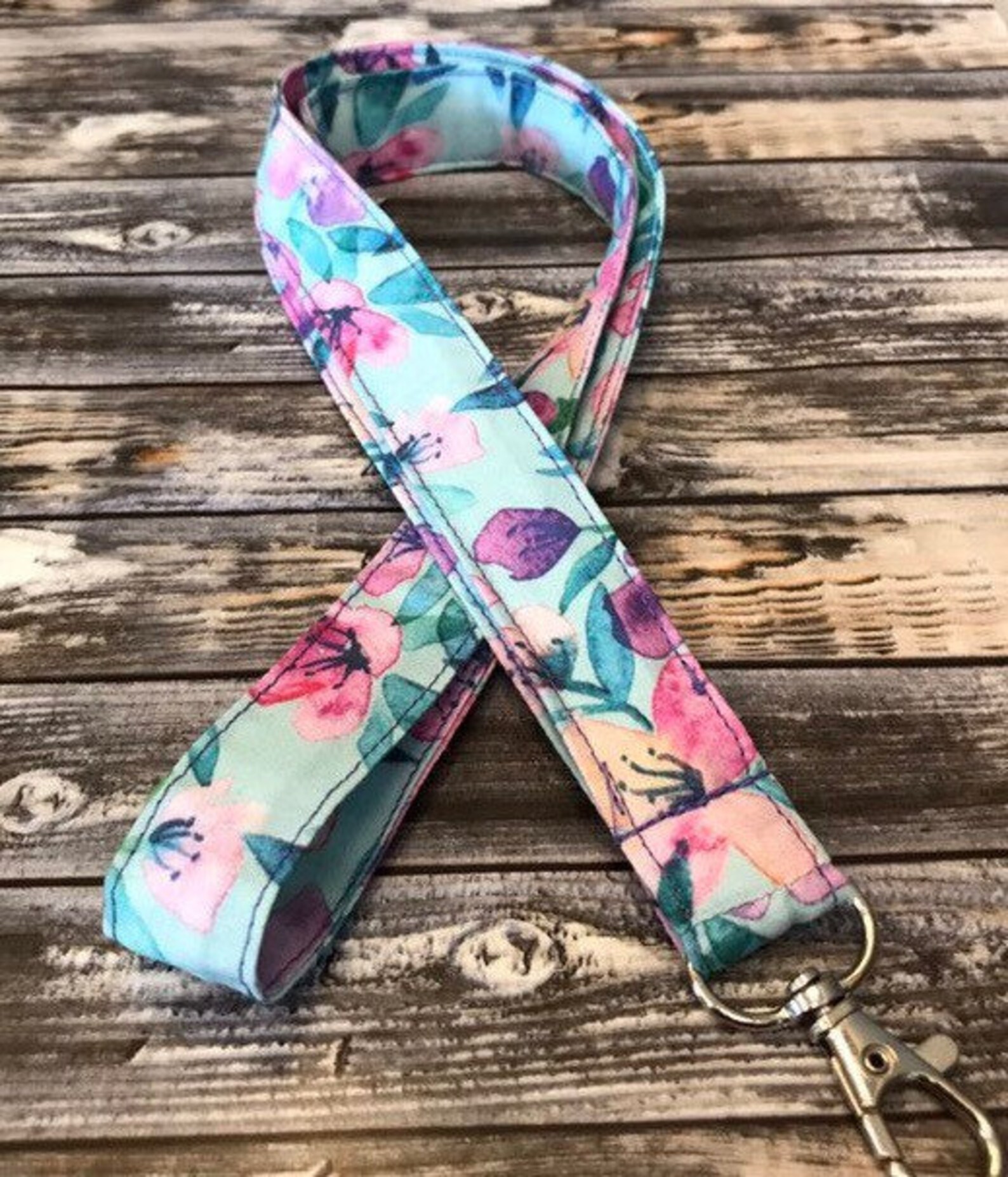 Floral Lanyard Breakaway Blue Lanyard ID Holder | Etsy
