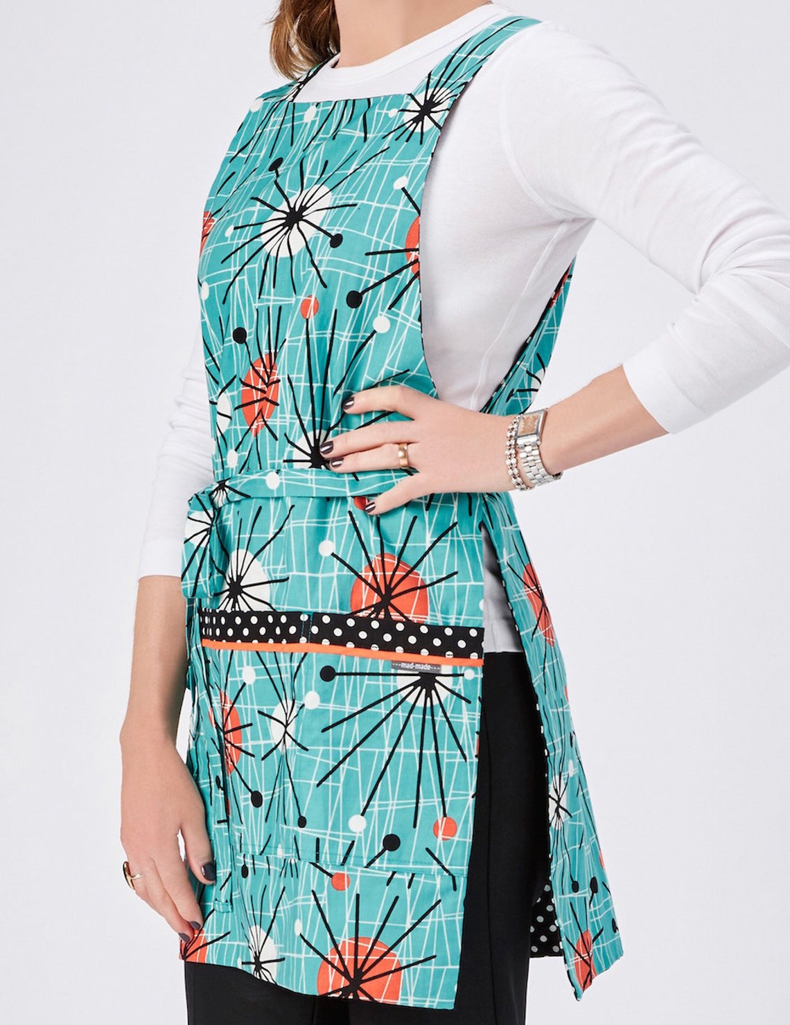 Retro Apron, Reversible Apron, Apron for Women, Mid Century Apron