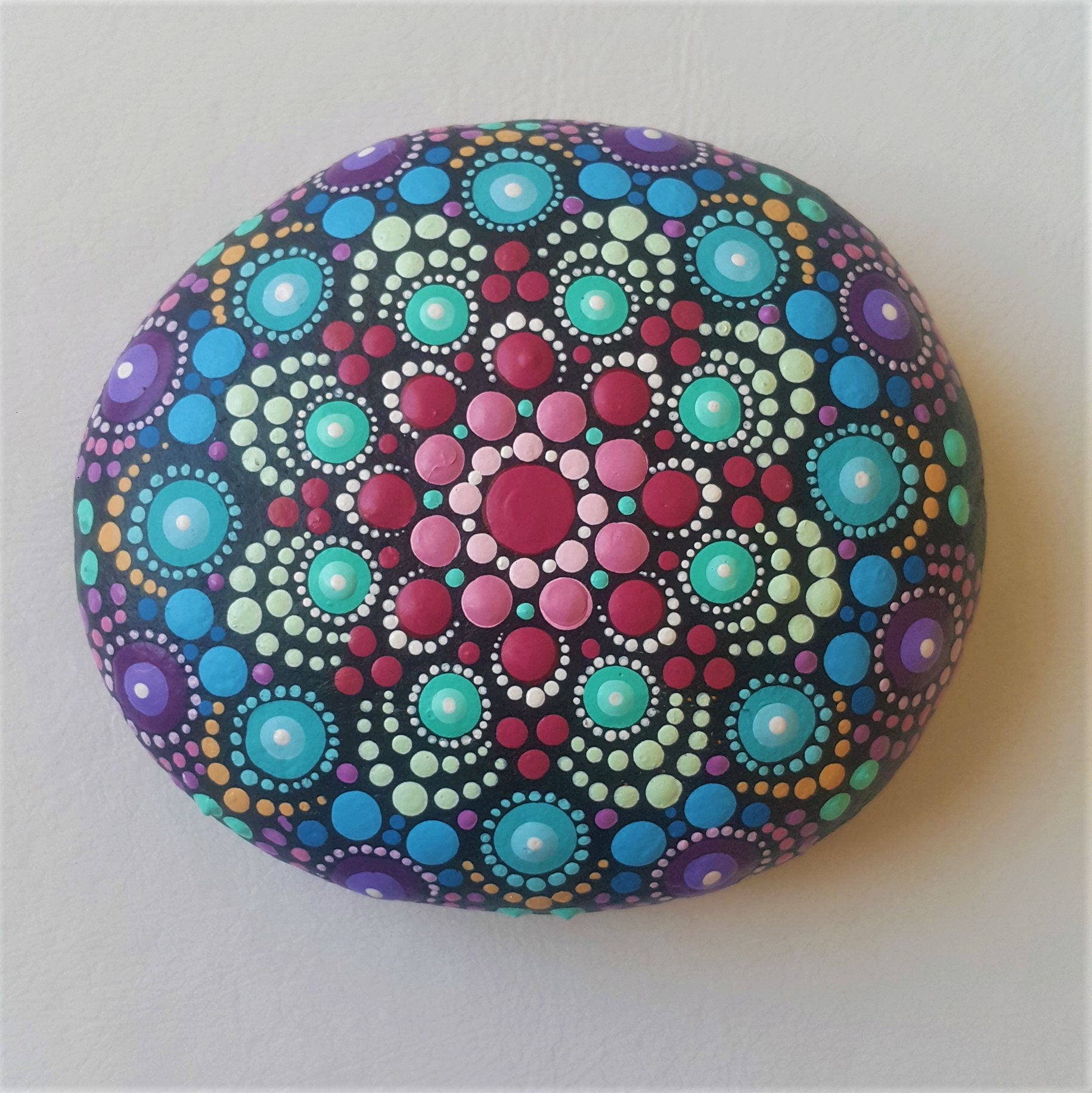 Mandala Stone Painted Jewelry Mandala Stones Dot Art Painted Etsy
