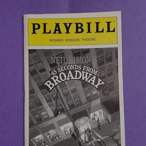 Original Broadway Playbill of the 2002 production of Neil Simon&#39;s 45 Seconds from Broadway. Richard Rodgers Theatre, New York City.