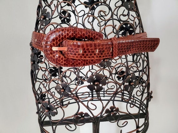 Vintage LEO REXX New York Copper Snakeskin Leather Belt With  display picture 2
