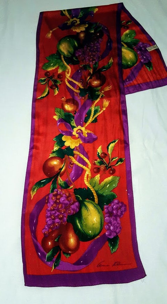 Vintage ANNE KLEIN Red Green Purple Silk Rectangul