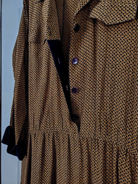 ARGENTI 100% Taupe Silk Print Belted Shirtwaist D… - image 3