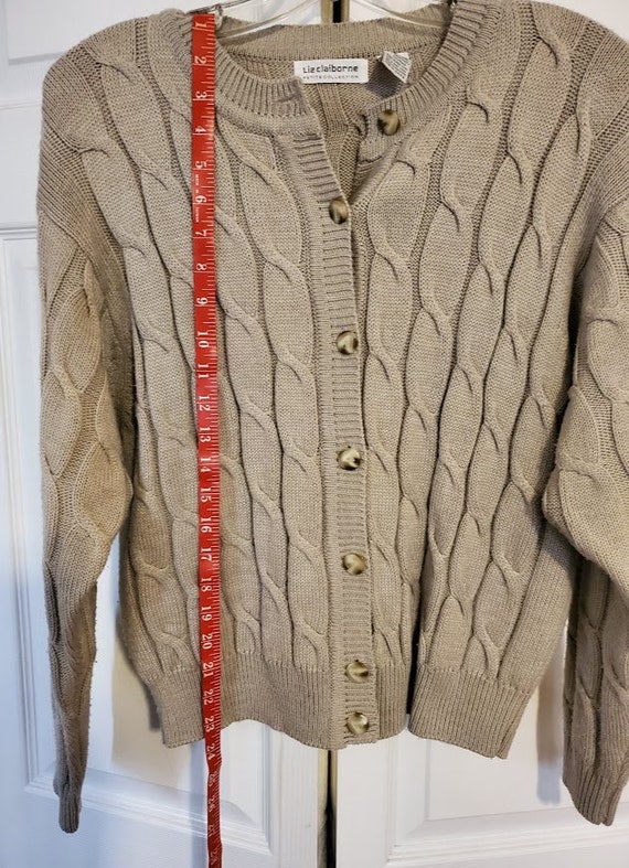 LIZ CLAIBORNE Collection Taupe Button Down Cardig… - image 3