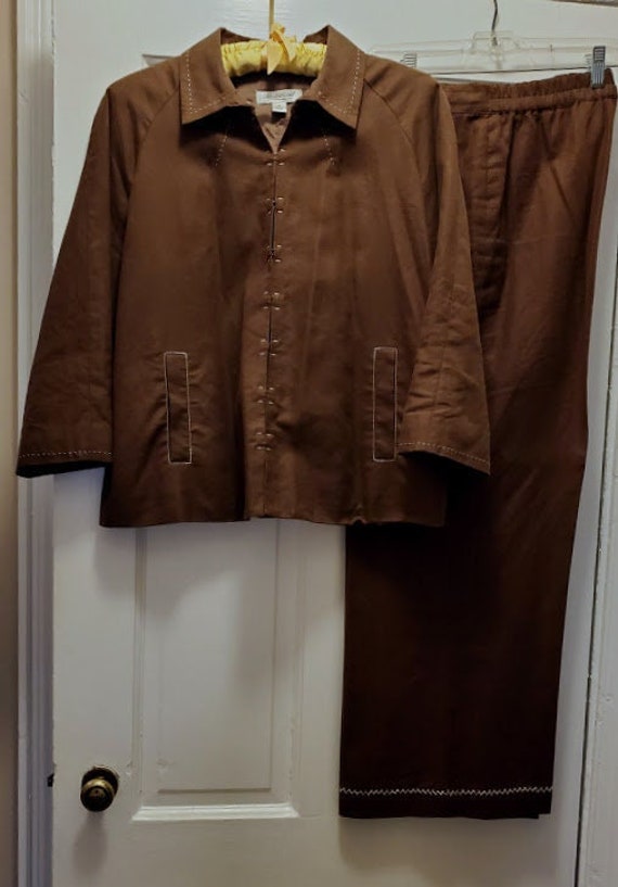 COLDWATER CREEK 2 piece Brown Linen Pant Suit. Li… - image 1