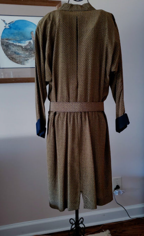 ARGENTI 100% Taupe Silk Print Belted Shirtwaist D… - image 2