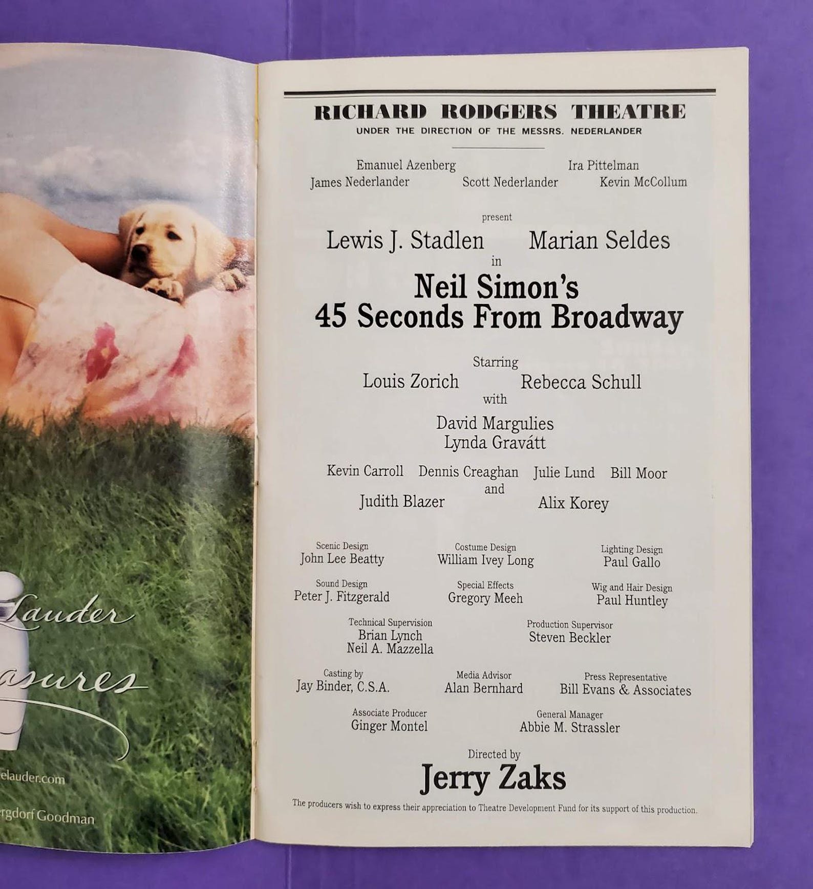 Original Broadway Playbill of the 2002 Production of Neil Simon's 45 ...