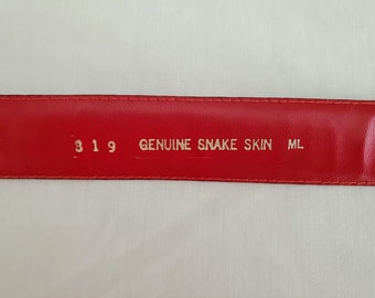 Red Genuine Snake Skin  leather Belt Gold Buckle Adjustable size M/L Red Genuine Snake Skin leather Belt Gold Buckle Adjustable  main image 4