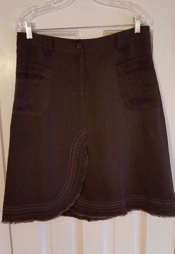 i.t.w. by claude brown. 100% Linen Skirt. Brown Si