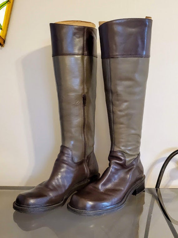 Sale! RARE ENZO ANGIOLINI Brown & Olive Green Tal… - image 3