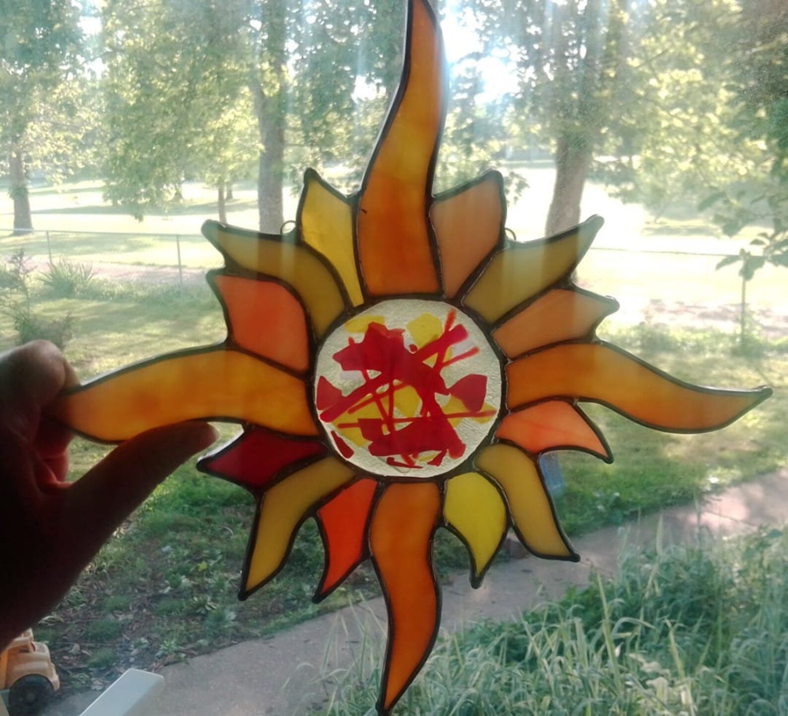 Stained Glass Sun with a Fused Glass Center Etsy