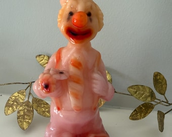 Vintage Pink Clown Candle: Retro Circus Drip Wax Decor