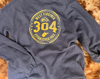 West Virginia 304 Sweatshirt | Navy Blue WV State Pride Crewneck