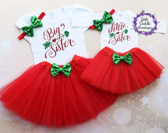 Big Sister Little Sister Christmas Tutu Outfits Sibling Outfits Little Sis Shirt Big Sis Shirt Sisters Outfits Sister Shirts Sister Etsy
