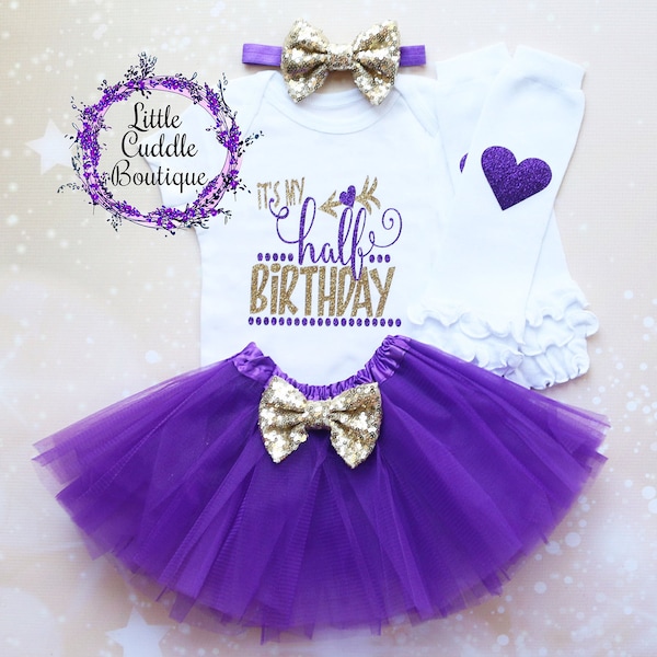 Half Birthday Baby Tutu Outfit, 6 Month Outfit, Six Month Outfit, 6 Month Shirt, 6 Month Bodysuits, Girl Half Birthday, Half Way To One