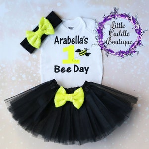 Personalized Bumble Bee Birthday Tutu Outfit, Bee Outfit, Bumble Bee Birthday, Bee 1st Birthday, Bumble Bee Birthday Party, Bee, Bee-Day