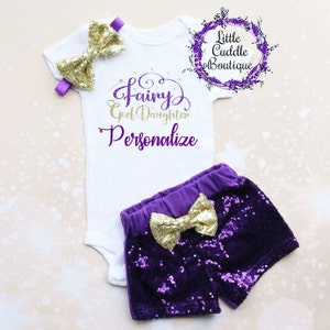 Personalized Fairy God Daughter Baby Shorts Outfit, God Baby Gift, Godmother, Godmother Proposal, Goddaughter Outfit, God Daughter, God Mom