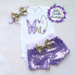 Butterfly First Birthday Shorts Outfit, First Birthday Girl Outfit, Baby Girl Gift, Butterfly Shirt, First Birthday Outfit, Enchanted