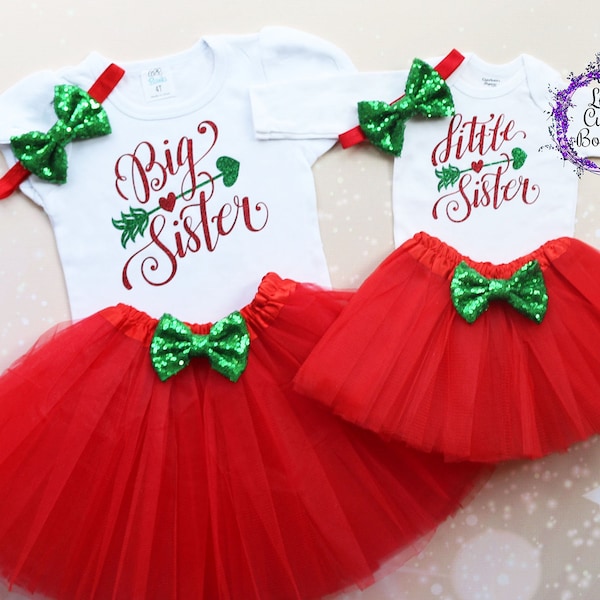 Big Sister Little Sister Christmas Tutu Outfits, Sibling Outfits, Little Sis Shirt, Big Sis Shirt, Sisters Outfits, Sister Shirts, Sister