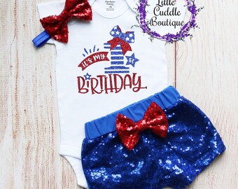 Fourth Of July First Birthday Outfit, Patriotic Birthday Outfit, Firecracker Outfit,  Firework Outfit, Firework Birthday, Summer Birthday
