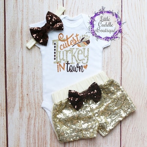 Cutest Turkey In Town Baby Shorts Outfit, Thanksgiving Baby Girl Outfit, Thanksgiving Skirt, 1st Thanksgiving Outfit, Turkey, First Holiday