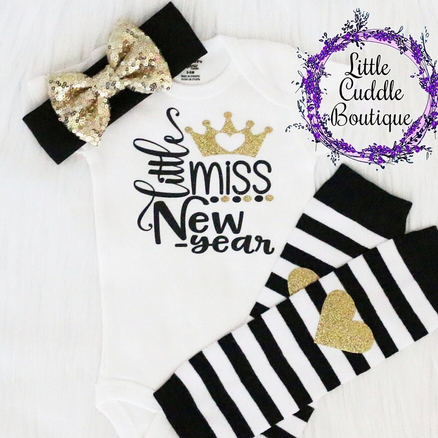 Little Miss New Year Baby Girl Leggings Outfit Holiday Etsy