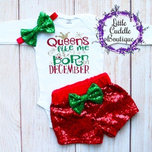 Queens Like Me Are Born In December Birthday Shorts Outfit, Christmas Birthday Outfit, Holiday Birthday Outfit, Holiday Birthday Outfit