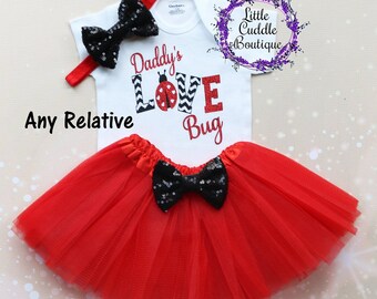 Relative Love Bug Baby Tutu Outfit, Ladybug Outfit, Red Tutu, Lady Bug Shirt, Lady Bug Bodysuit, Lady Bug Birthday, Photo Shoot Outfit