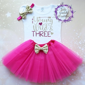 Young Wild And Three Birthday Tutu Outfit, Toddler Girl Birthday Outfit, Young Wild And Free Birthday, 3rd Birthday Outfit, Young And Wild