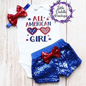 All American Girl Fourth of July Outfit, 1st Fourth of July Bodysuit, Patriotic Baby, 4th of July Outfit, Firework Outfit, First Holiday