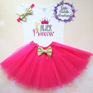Kinder Princess Toddler Tutu Outfit, First Day of Kindergarten, 1st Day Of School Outfit, Kindergarten Shirt, Hot Pink Tutu, School Shirt