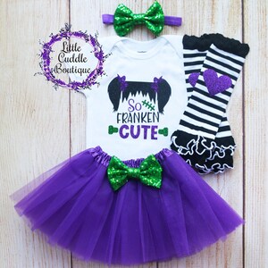 So Franken Cute Halloween Baby Outfit, First Halloween Outfit, Sparkle Tutu, Halloween Baby Gift, Halloween Girl Outfit, Halloween Baby