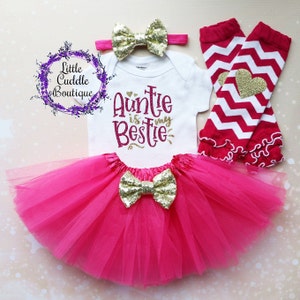 Auntie Is My Bestie Baby Tutu Outfit, Baby Outfit, Baby Girl Gift, Niece Shirt, Niece Gift, Bodysuit, Baby Shower Gift, New Baby, Aunt Gift