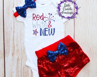 Red White & New First Fourth of July Outfit, First Fourth of July Bodysuit, Patriotic Baby, 4th of July Outfit, Firework Outfit, 1st Holiday