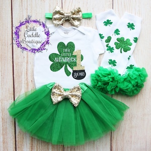 This Little Shamrock Is One St. Patrick&#39;s Day Birthday Tutu Outfit, St. Patrick&#39;s Day Outfit, March Birthday Party, Shamrock Outfit,