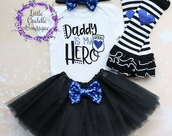Daddy Is My Hero Police Tutu Outfit, Police Baby Outfit, Police Bodysuit, Baby Girl Outfit, 1st Father&#39;s Day, Father&#39;s Day Gift, Daddy Gift
