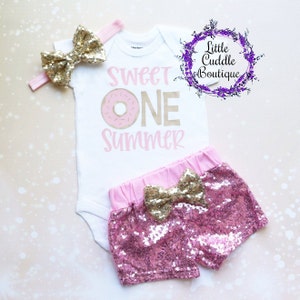 Personalized Sweet One Donut First Birthday Shorts Outfit, Donut Birthday Outfit, Donut Birthday, Donut Shirt, 1st Sweet Birthday Bodysuit
