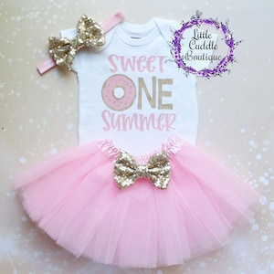 Sweet One Birthday Girl Tutu Outfit, Donut 1st Birthday Outfit, Doughnut Birthday Shirt, Sweet One Birthday Party, Sweet One Bodysuit, Sweet