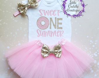 Strój urodzinowy Sweet One Girl Tutu, Strój urodzinowy Donut na pierwsze urodziny, Koszulka urodzinowa Donut, Przyjęcie urodzinowe Sweet One, Body Sweet One, Słodki