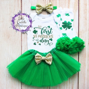 My 1st St. Patrick&#39;s Day Tutu Outfit, St. Patrick&#39;s Day Bodysuit, First St. Paddy&#39;s Day Outfit, Shamrock Outfit, 1st Saint Patrick&#39;s Day