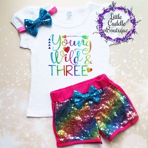 Young Wild And Three Birthday Shorts Outfit, Toddler Girl Birthday Outfit, Young Wild And Free Birthday, 3rd Birthday Outfit, Young And Wild
