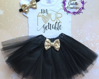Un Four Gettable Birthday Tutu Outfit, Toddler Girl Birthday Outfit, Four Year Old Birthday Outfit, Four And Fabulous, 4 Year Old Party