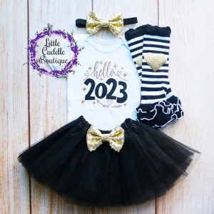 Hello 2023 Baby New Year&#39;s Outfit, Holiday Outfit, First New Year&#39;s Bodysuit, 1st New Years Outfit, Photo Shoot, 1st New Year Baby Outfit