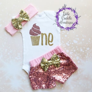 Cupcake First Birthday Shorts Outfit, Cupcake Birthday Outfit, Baby Girl Gift, Cupcake Birthday, Cupcake Shirt, First Birthday Bodysuit