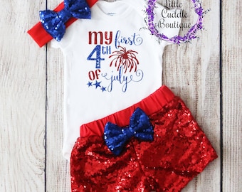 First Fourth of July Outfit, First Fourth of July Bodysuit, Patriotic Baby, 4th of July Outfit, Firework Outfit, First Holiday Outfit