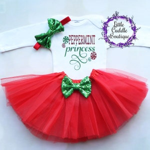 Christmas Baby Outfit, Holiday Outfit, Christmas Outfit, First Christmas Outfit, Christmas Bodysuit, Peppermint Princess, Christmas