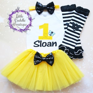 Personalized Bumble Bee Birthday Tutu Outfit, Bee Outfit, Bumble Bee Birthday, Bee 1st Birthday, Bumble Bee Birthday Party, Bee, Bee-Day