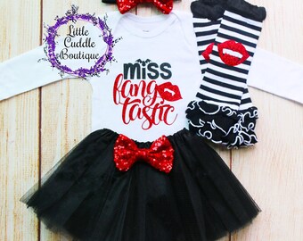 Miss Fangtastic babytutu-outfit, Halloween-babyoutfit, shirt eerste Halloween, Halloween-outfit, Halloween, herfst, 1e Halloween, vampier